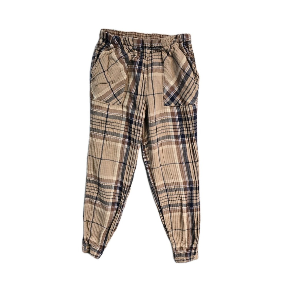 Aerie ‎ Plaid Joggers  M Brown  Drawstrings Women's